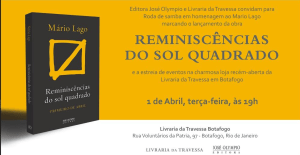 Convite para lançamento do livro Reminiscências do Sol Quadrado, de Mário Lago